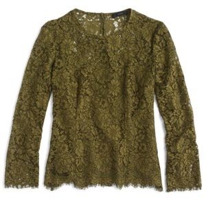 J.Crew Lace Blouse Olive Green NWOT